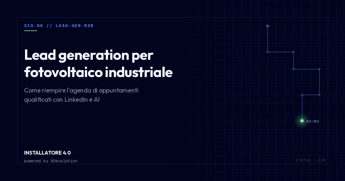 Lead Generation per Fotovoltaico Industriale: Come Riempire l'Agenda di Appuntamenti Qualificati Lead Generation per Fotovoltaico Industriale: Come Riempire l'Agenda di Appuntamenti Qualificati